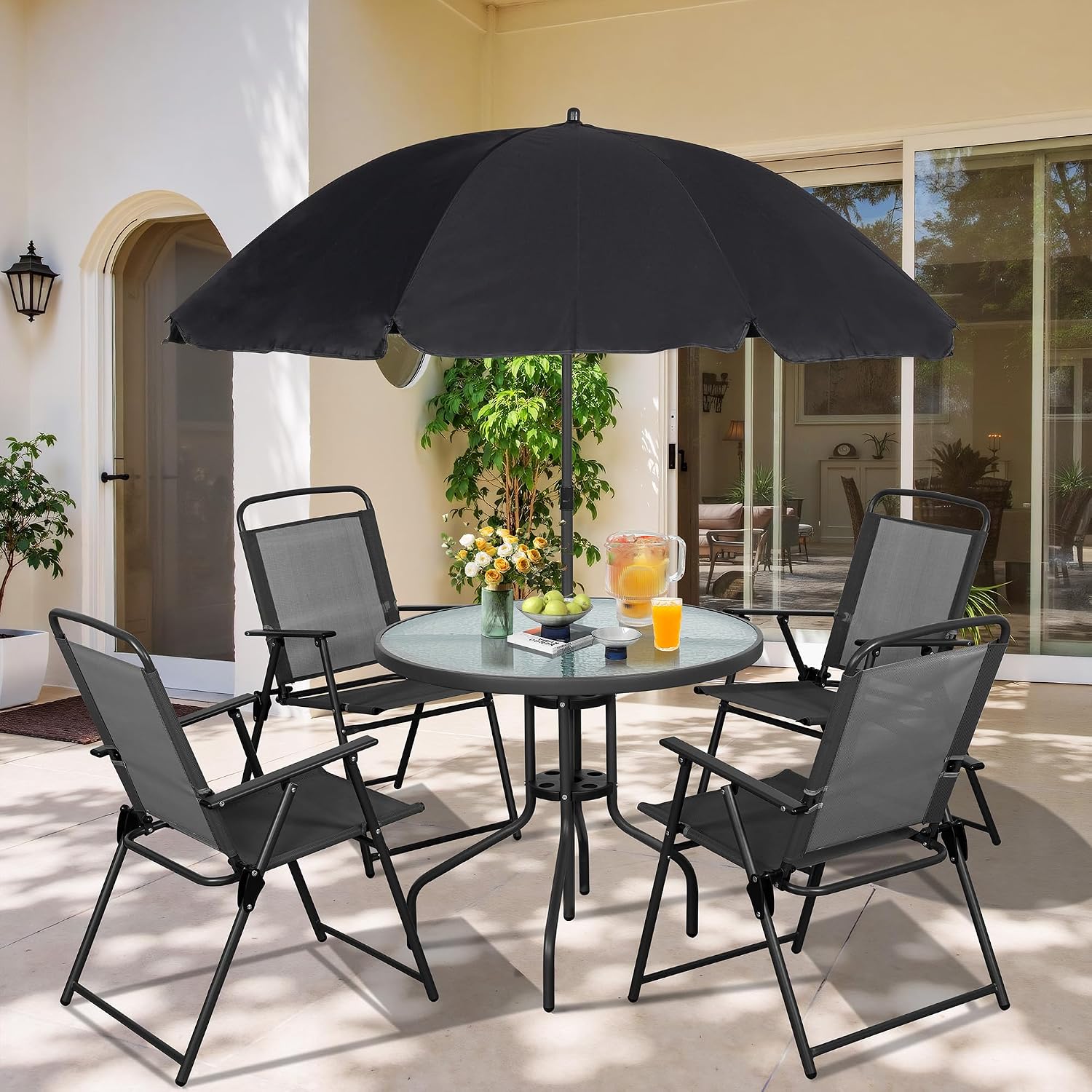 Outdoor Furniture Sunbrella - Metal Patio Dining Set Outdoor Folding