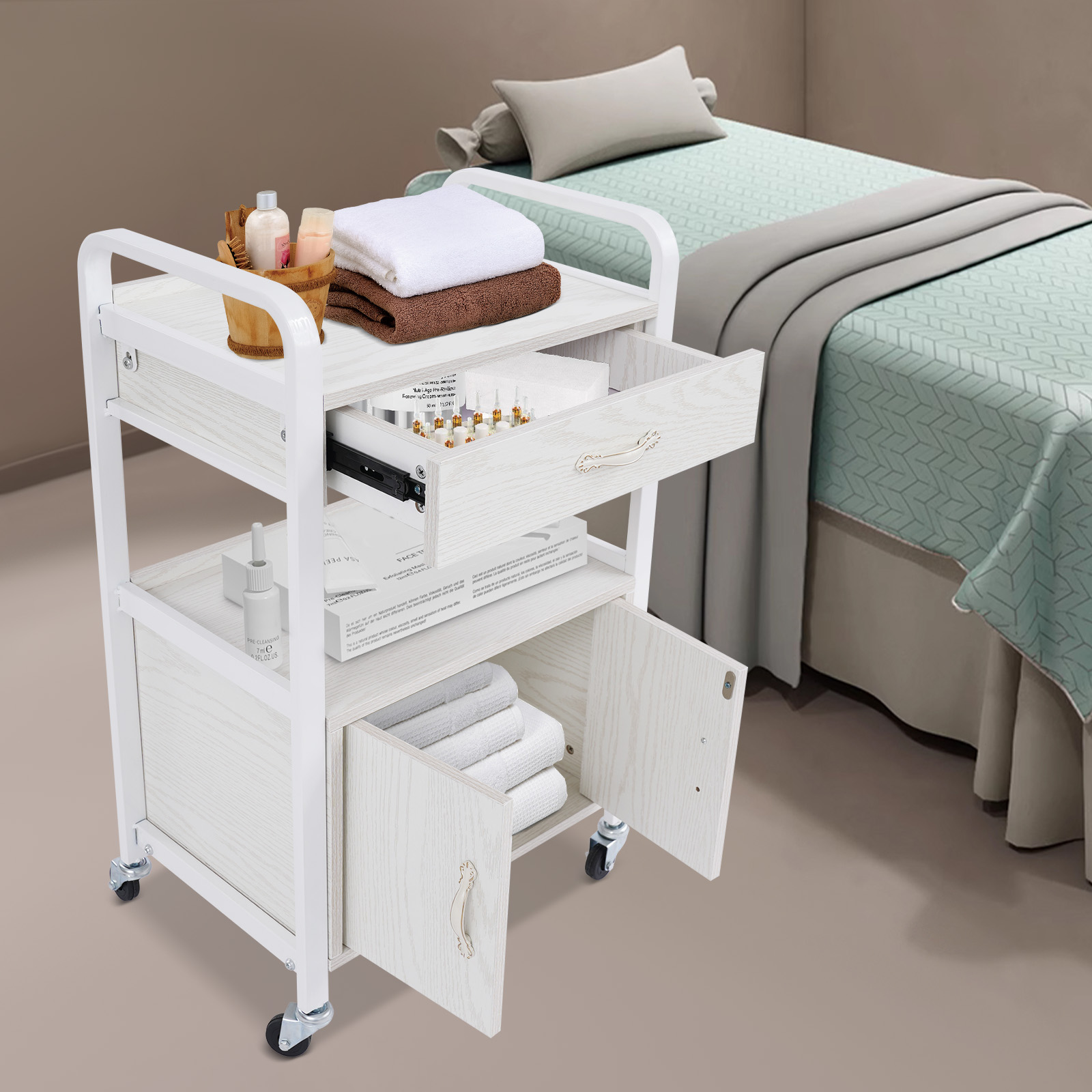 Outdoor Furniture Glides - White Rust-resistant Salon Storage Cabinet, Salon