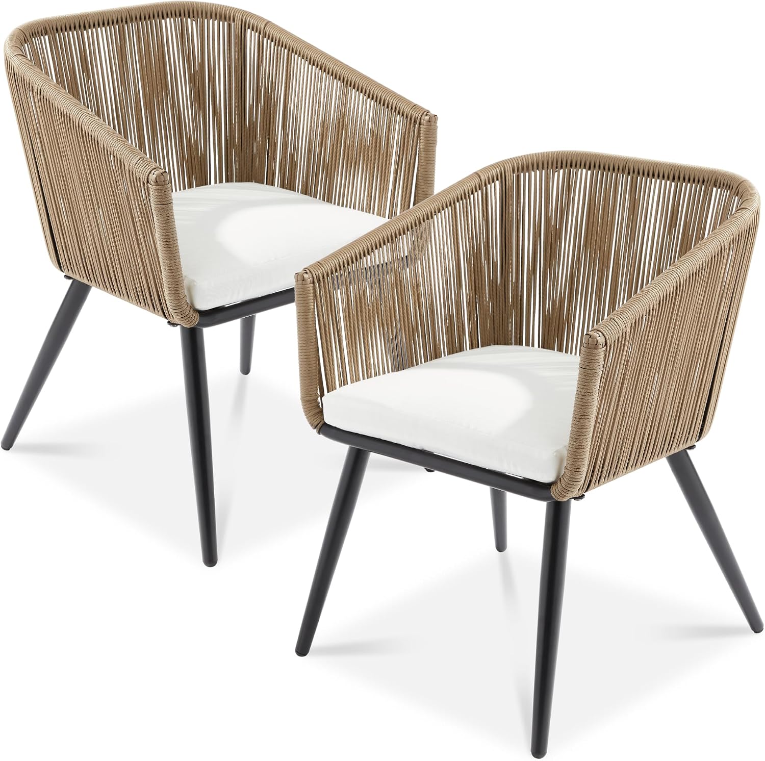 Outdoor Furniture Metal Chairs - Outdoor Rattan Patio Dining Chairs, Two