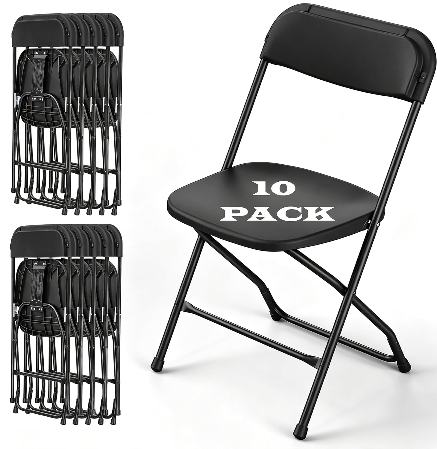 Outdoor Furniture Metal Chairs - Black Folding Chair Metal Frame Heavy