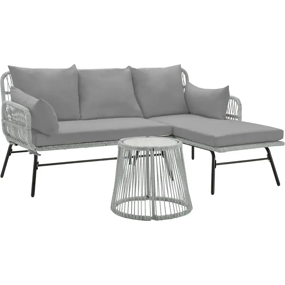 Gray L-Shaped Sectional Patio  - đánh giá và giá Outdoor Furniture L Shape