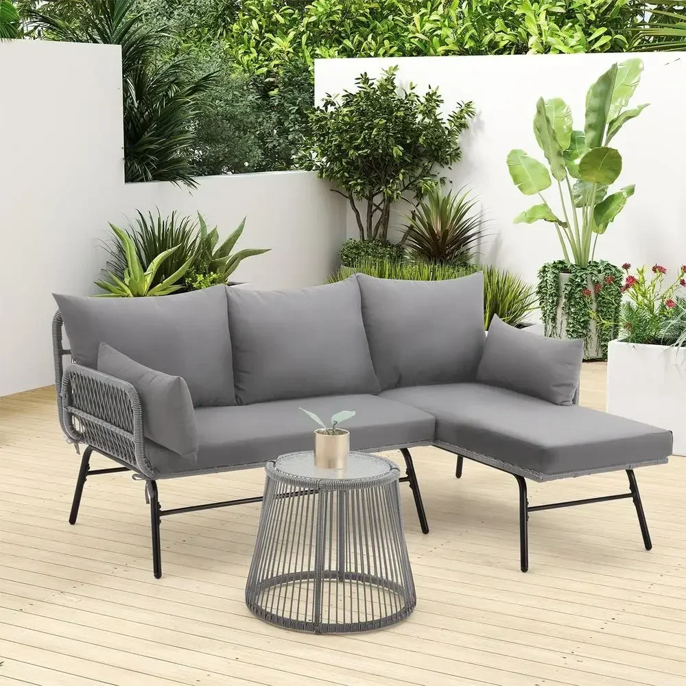 Gray L-Shaped Sectional Patio  - đánh giá và giá Outdoor Furniture L Shape