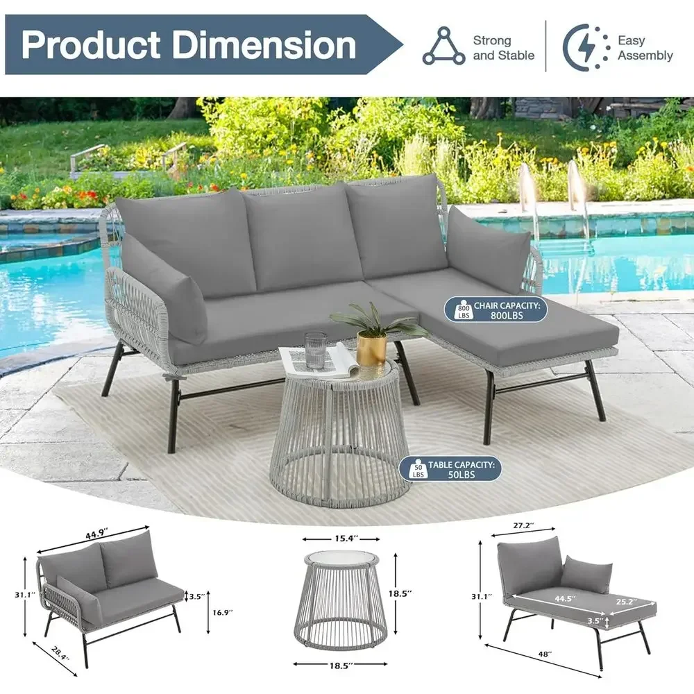 Gray L-Shaped Sectional Patio  - đánh giá và giá Outdoor Furniture L Shape