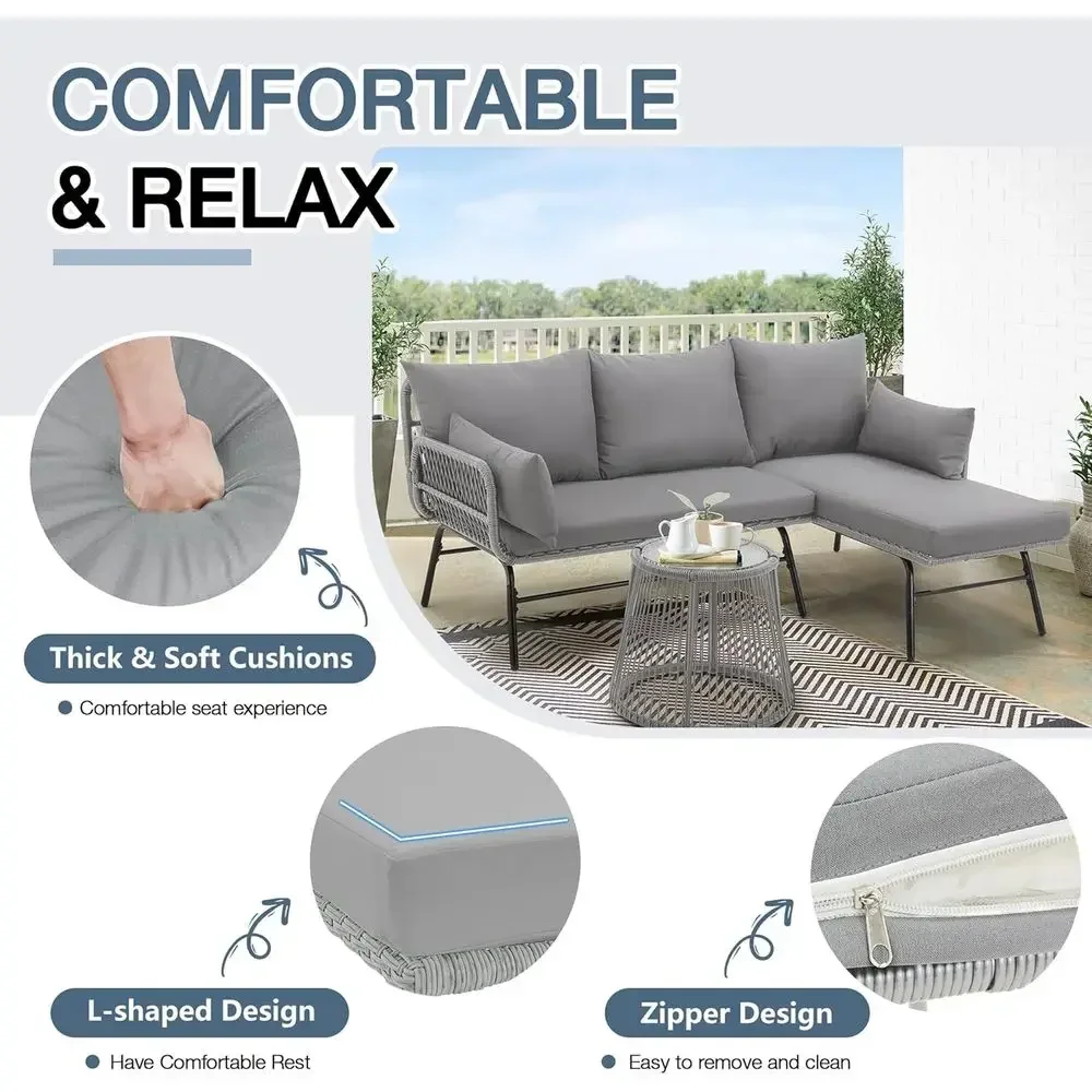 Gray L-Shaped Sectional Patio  - đánh giá và giá Outdoor Furniture L Shape
