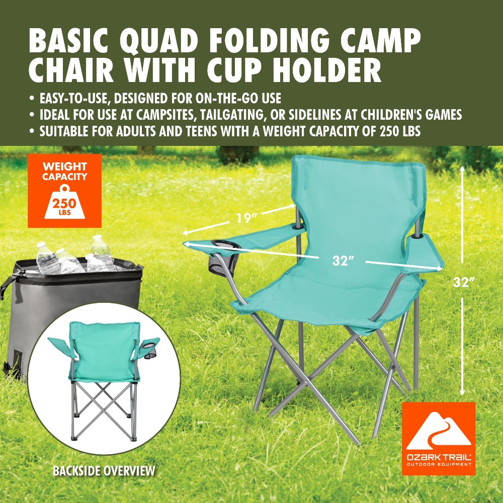 Foldable Quad Camping Chair wi - đánh giá và giá Outdoor Furniture Green