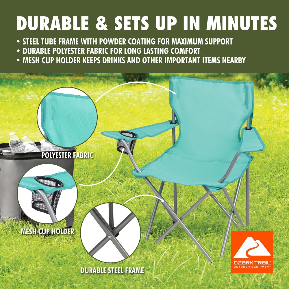 Foldable Quad Camping Chair wi - đánh giá và giá Outdoor Furniture Green