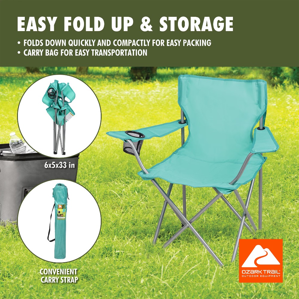 Foldable Quad Camping Chair wi - đánh giá và giá Outdoor Furniture Green