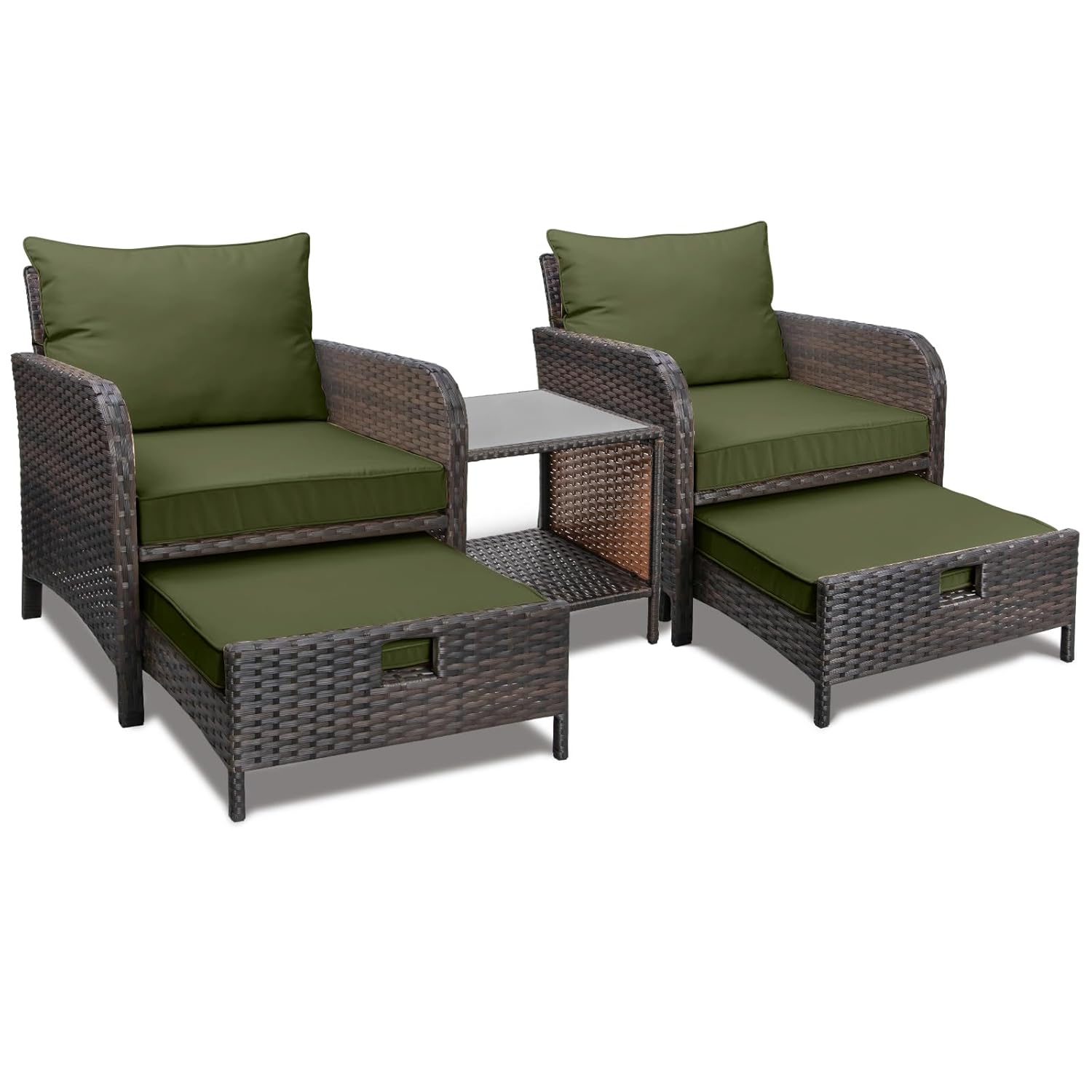 5 Piece PE Rattan Patio Set Ou - đánh giá và giá Outdoor Furniture Green