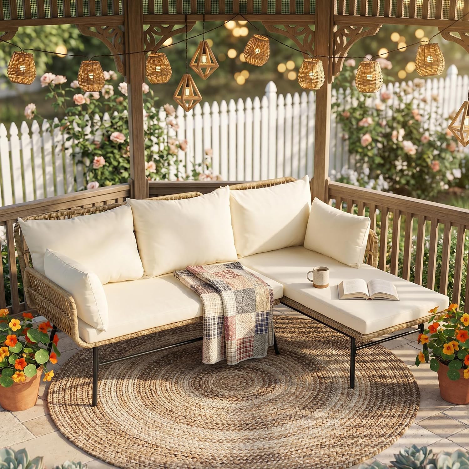 3 Pieces Boho Patio Furniture  - đánh giá và giá Outdoor Furniture L Shape