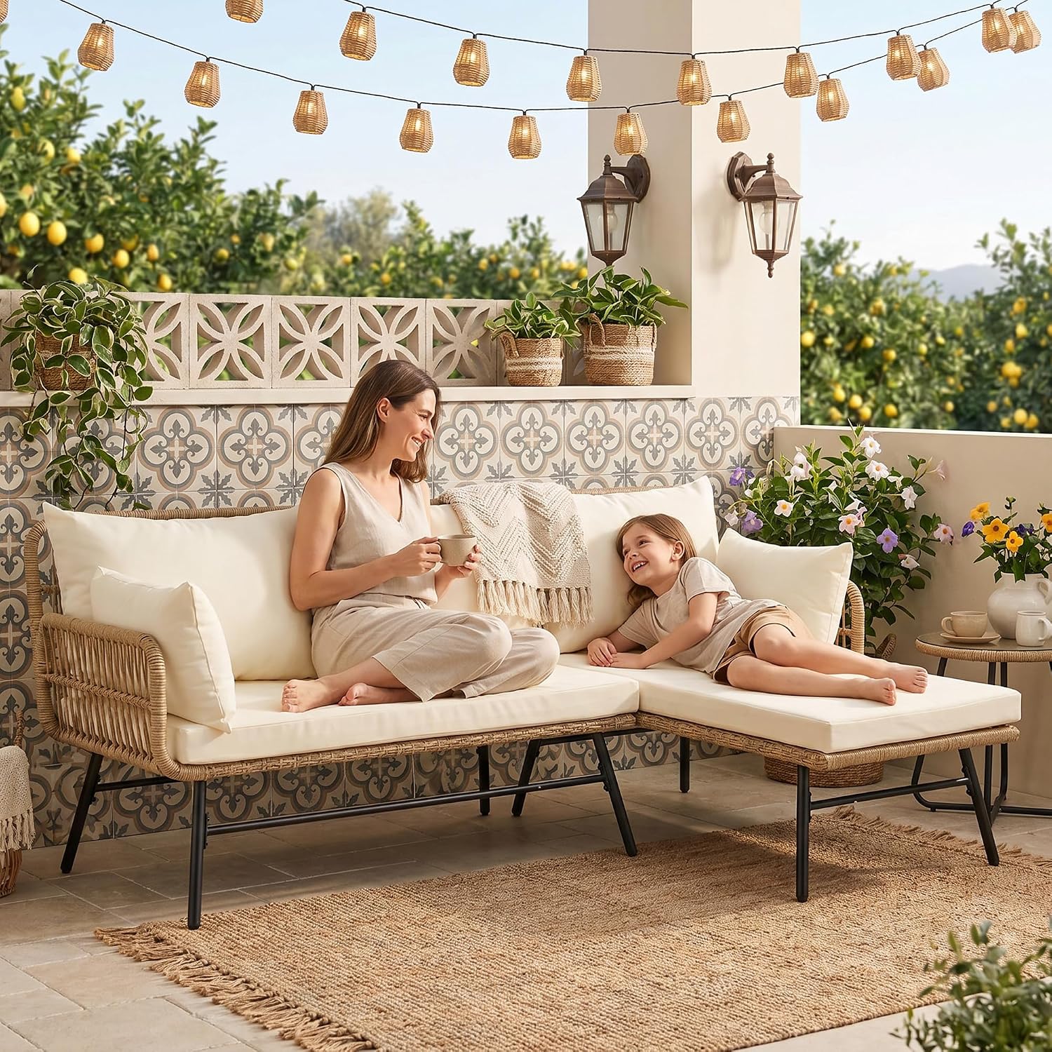 3 Pieces Boho Patio Furniture  - đánh giá và giá Outdoor Furniture L Shape