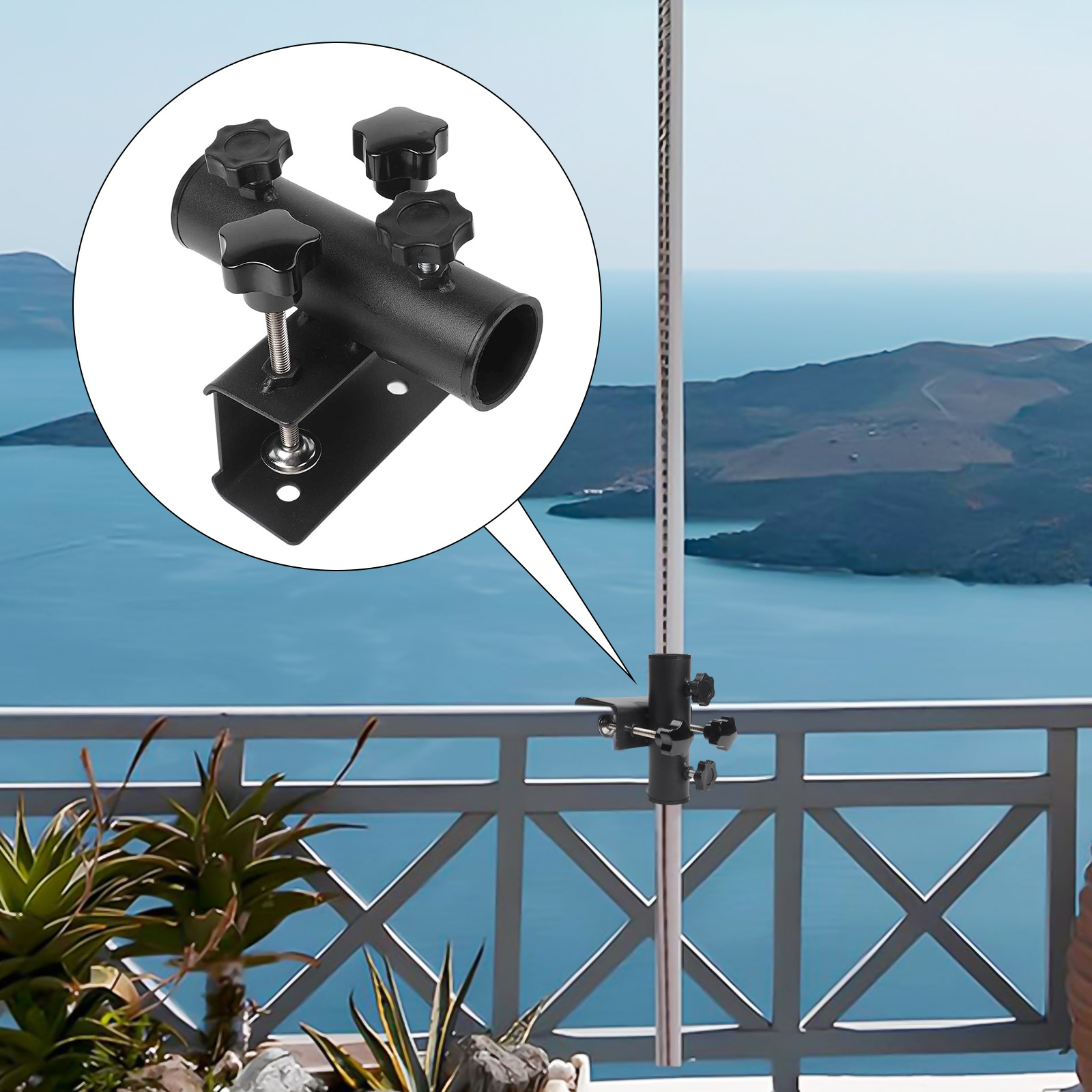 Balcony Umbrella Holder Clamp  - đánh giá và giá Outdoor Furniture Sunbrella