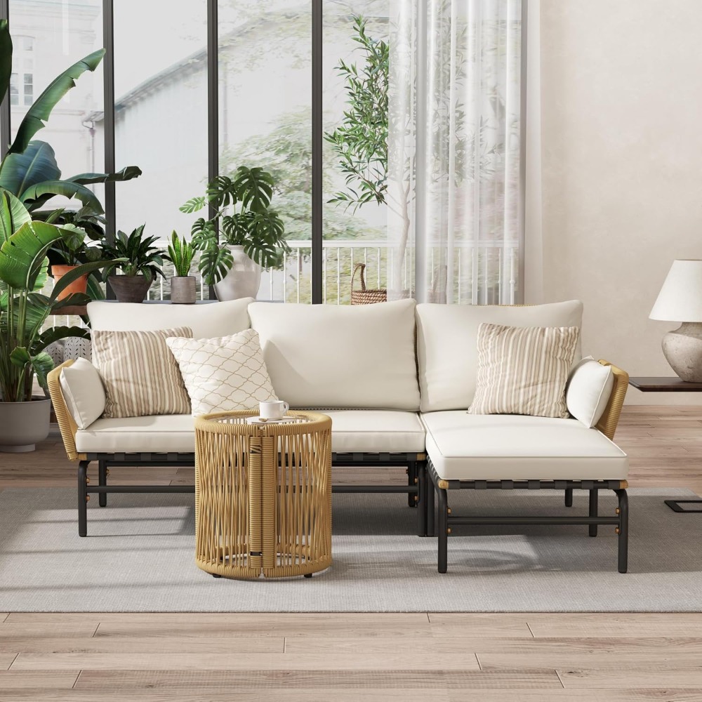 3 Pieces L-Shaped Outdoor Pati - đánh giá và giá Outdoor Furniture L Shape