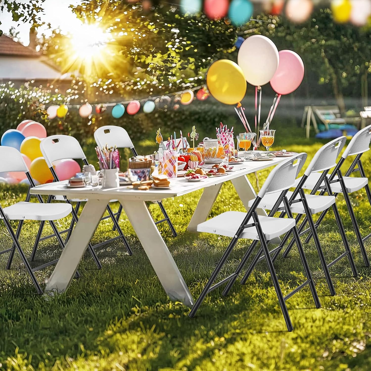 10-Pack White Plastic Folding  - đánh giá và giá Outdoor Furniture Polywood