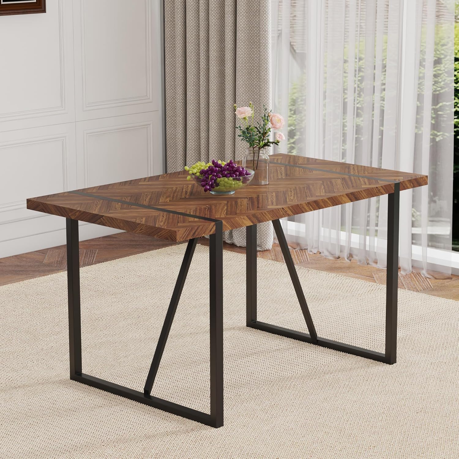 Retro Dining Table Dark Wood T - đánh giá và giá Outdoor Furniture Legs