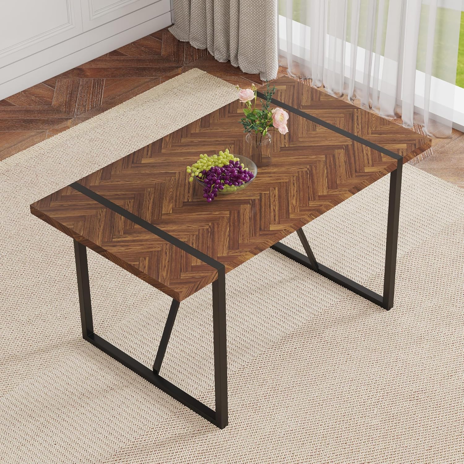 Retro Dining Table Dark Wood T - đánh giá và giá Outdoor Furniture Legs