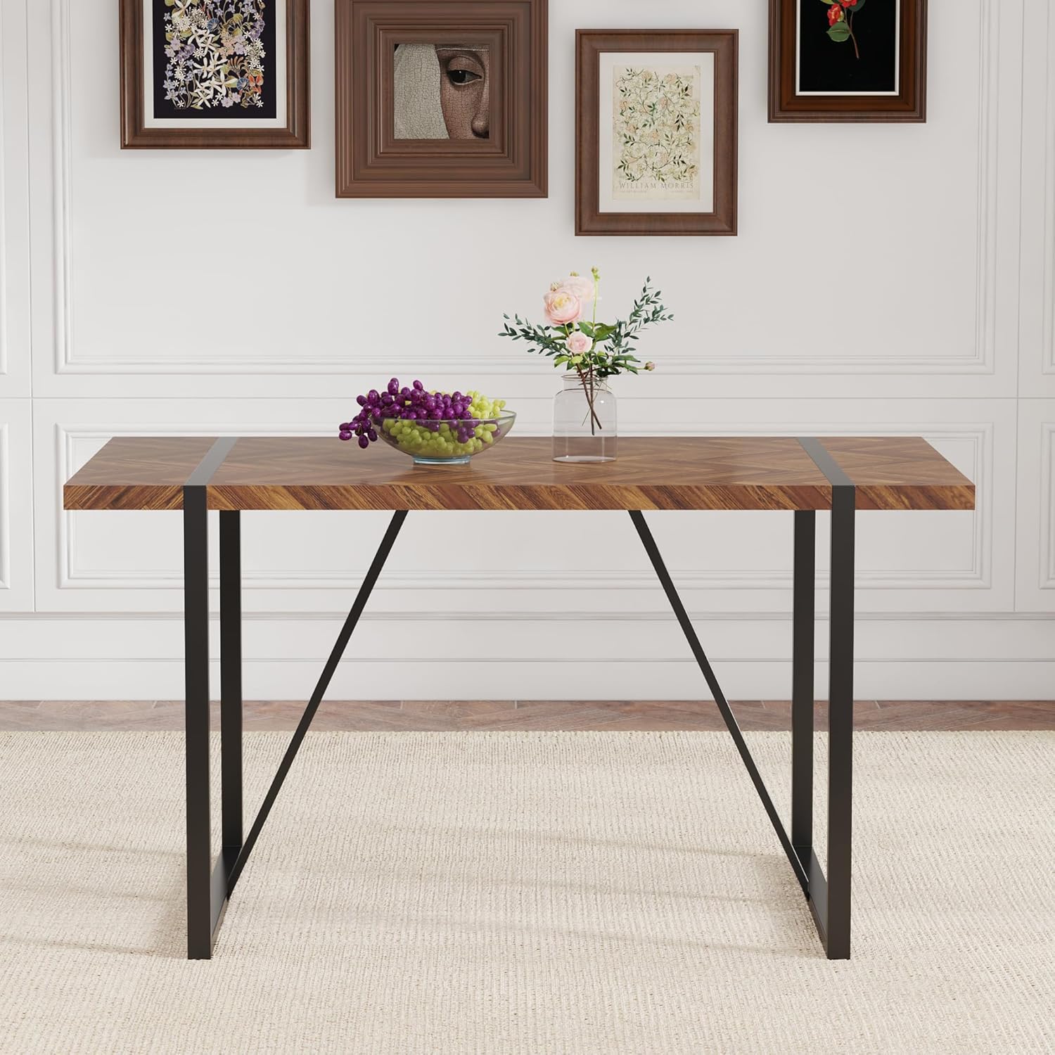 Retro Dining Table Dark Wood T - đánh giá và giá Outdoor Furniture Legs