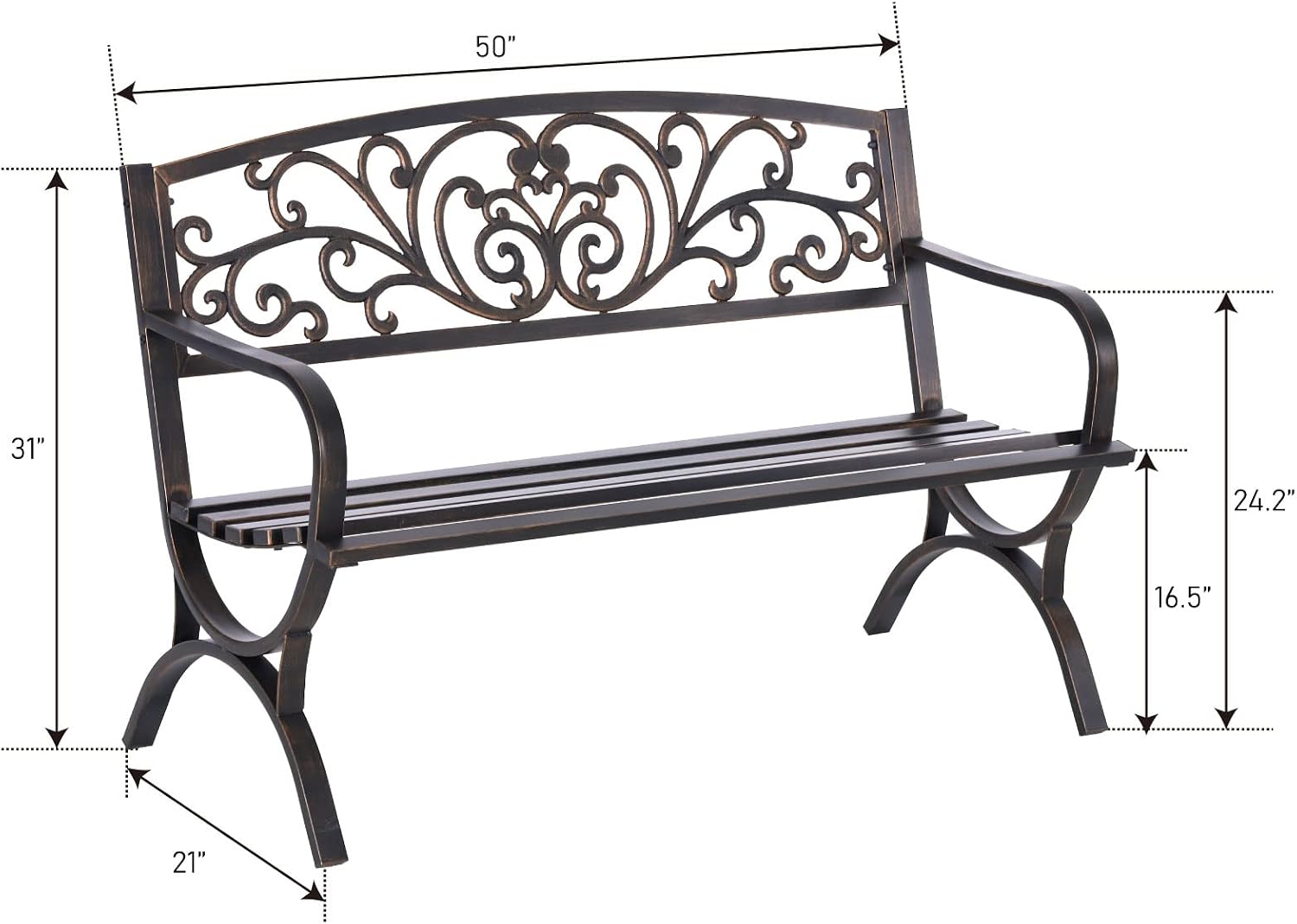 Bronze 50 Inch Outdoor Garden  - đánh giá và giá Outdoor Furniture Metal Chairs