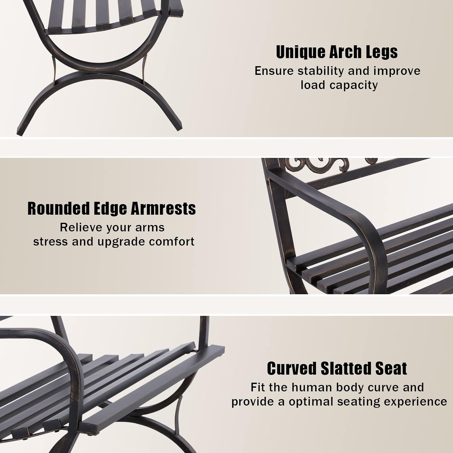 Bronze 50 Inch Outdoor Garden  - đánh giá và giá Outdoor Furniture Metal Chairs