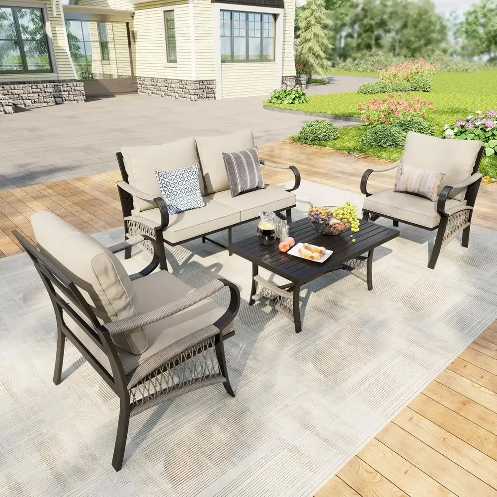4-Piece Metal Outdoor Patio Fu - đánh giá và giá Outdoor Furniture Metal Chairs