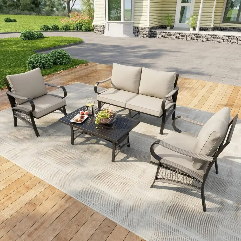 4-Piece Metal Outdoor Patio Fu - đánh giá và giá Outdoor Furniture Metal Chairs