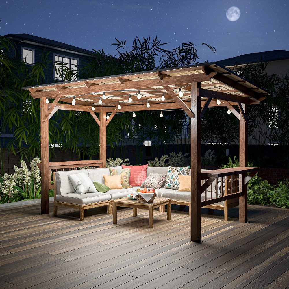 ！@13' X 6.5' Modern Wooden Per - đánh giá và giá Outdoor Furniture Gazebo