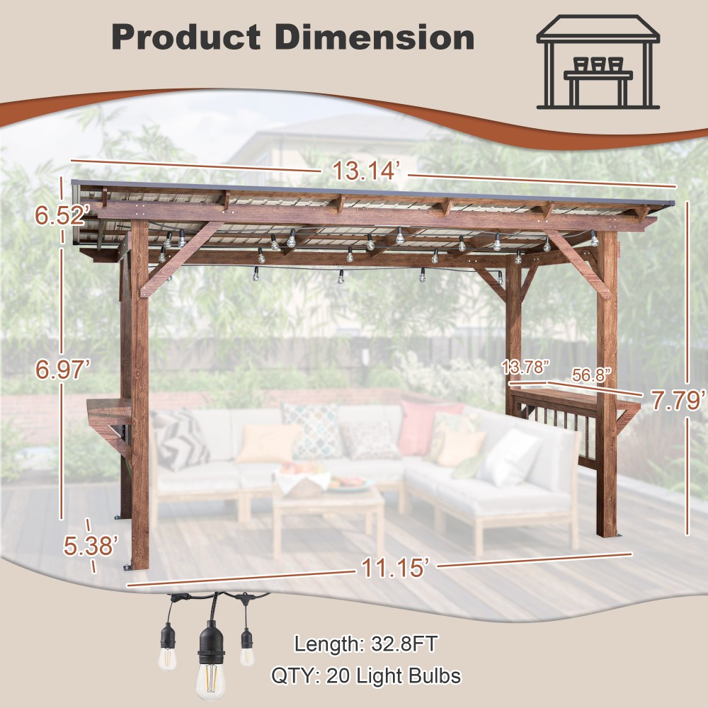 ！@13' X 6.5' Modern Wooden Per - đánh giá và giá Outdoor Furniture Gazebo