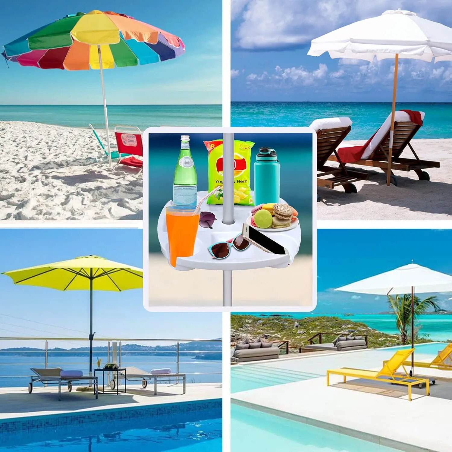 CYBeach Umbrella Tray, with 4  - đánh giá và giá Outdoor Furniture Sunbrella